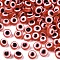 Resin Beads, Flat Round, Evil Eye, Orange Red, 6x4mm, Hole: 1.5mm