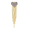 Brass Rhinestone Pendants, Cadmium Free & Lead Free, Heart Tassel, Lilac, 78x18.5x2mm, Hole: 1.6mm