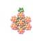 Seed Beads Beaded Charms, Flower Pendants, Pearl Pink, 23x18x3mm, Hole: 1.5mm
