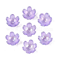 透明なアクリルビーズキャップ  ABカラー  6花びら  花  紫色のメディア  14x13x6mm  穴：2mm&nbsp;TACR-T007-07E