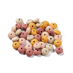ロンデル食品グレードの環境に優しいシリコーン焦点ビーズ  オレンジ  11.5x7mm  穴：2.5mm  4色  10個/カラー  40個/袋