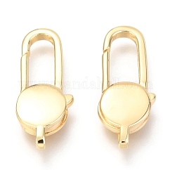 Brass Lobster Claw Clasps, Cadmium Free & Lead Free, Oval, Real 18K Gold Plated, 25x10x4mm, Hole: 3x2mm