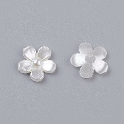 ジュエリーのためのスクラップブックの花のアクリルパールカボションフラットバック装飾  染め  ホワイト  11x2mm&nbsp;X-MACR-F028-22