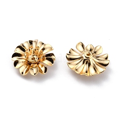 真鍮製ビーズキャップ  カドミウムフリー＆鉛フリー  マルチ花弁花  24KGP本金メッキ  14x5mm  穴：0.9mm&nbsp;KK-O131-23G