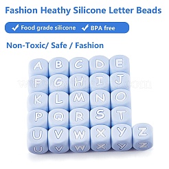 20Pcs Blue Cube Letter Silicone Beads 12x12x12mm Square Dice Alphabet Beads with 2mm Hole Spacer Loose Letter Beads for Bracelet Necklace Jewelry Making&nbsp;JX434M