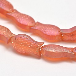 Frosted Electroplate Glass Fish Beads Strands&nbsp;EGLA-M001-M
