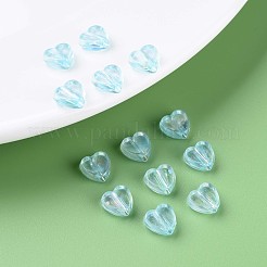透明なアクリルビーズ  ABカラーメッキ  ハート  空色  7.5x8x3mm  穴：1.8mm  約3620個/500g&nbsp;MACR-S373-114-C07