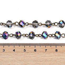Handmade Electroplate Glass Faceted Rondelle Beads Chains for Necklaces Bracelets Making&nbsp;AJEW-JB00145-01