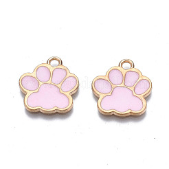合金エナメルチャーム  カドミウムフリー＆鉛フリー  犬の足跡  ミックスカラー  17.5x16x1.5mm  穴：2mm&nbsp;X-ENAM-T016-22LG-RS
