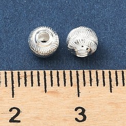 真鍮ビーズ  テクスチャラウンド  ラックめっき  長持ちメッキ  カドミウムフリー＆鉛フリー  925銀メッキ  5mm  穴：1.6mm&nbsp;KK-H532-05B-S