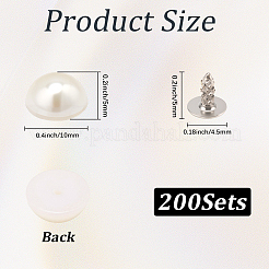 プラスチックボタン200個  半円  貝殻色  10x5mm&nbsp;KY-CL0001-01B