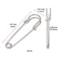 アイアン製ブローチパーツ  キルトピン  プラチナ  40x13mm  ピン：1.5mm&nbsp;IFIN-YW0001-96D