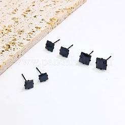 幾何学的な正方形の304ステンレススチール製スタッドピアス（女性用）  ブラック  7mm&nbsp;YP6314-1