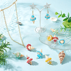 8Pcs 4 Colors Shell & Glass Pendants&nbsp;PALLOY-TA00383