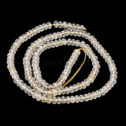 天然石ゴールドルチルクォーツビーズ連売り  ロンデル  多面カット  4~4.5x2.5~3mm  穴：0.6mm  約149個/連  15.16~15.28''（38.5~38.8センチメートル）&nbsp;G-L651-B01-4x2mm