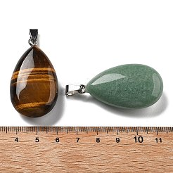 ティアドロップ宝石ペンダント  201個のステンレススチール製金具付き  43~45x24~25x13~14mm  穴：7x3mm&nbsp;G-P563-01P