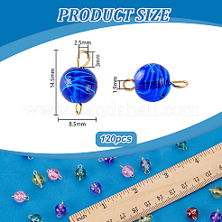 120Pcs Drawbench Transparent Glass Round Connector Charms&nbsp;PALLOY-PHE00015