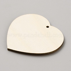 片面プリントハートウッドペンダント  バレンタインデーの木製チャーム  ハート  46x49.5x2.5mm  穴：2mm&nbsp;WOOD-CJC0011-07L