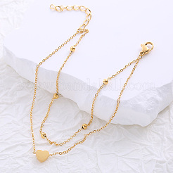 Beach Heart Shape Beaded Double Layer Bracelet and Anklet for Women&nbsp;PS4517
