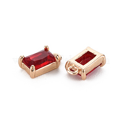 ガラスチャーム  明るい金色の真鍮のパーツと  長持ちメッキ  多面カット  長方形  ミックスカラー  8.5x5x3mm  穴：1mm&nbsp;GLAA-Q088-032