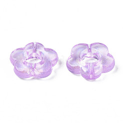 透明なアクリルビーズ  グリッターパウダー  花  ミックスカラー  14x14.5x4mm  穴：1.5mm&nbsp;X-OACR-S028-140