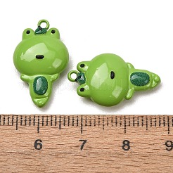 合金ペンダント  カエルチャーム  焼き付け塗料  ライムグリーン  22x13x6mm  穴：1.4mm&nbsp;PALLOY-A040-01