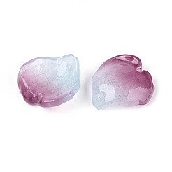 クリアガラスペンダント  花びらチャーム  ツートン  オールドローズ  17x17.5x6mm  穴：1.2~1.4mm&nbsp;GLAA-T030-05-05