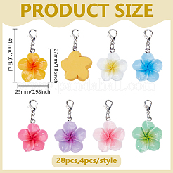 28Pcs 7 Colors Resin Flower Pendant Decoration&nbsp;HJEW-ME0001-09