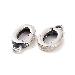 スターリングシルバー製スプリングゲートクラスプ925個  オーバル  アンティークシルバー  12x6.5x2mm  穴：1.2mm  内径：6x3mm&nbsp;STER-D036-12AS