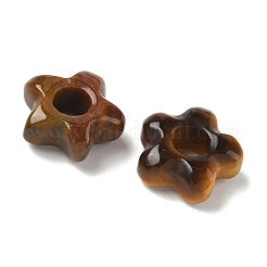 ナチュラルタイガーアイヨーロッパビーズ  花大きな穴ビーズ  14~15x14~15x5.5~6mm  穴：5mm&nbsp;G-C252-02D