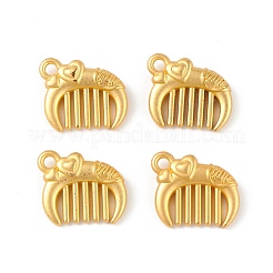 合金チャーム  ハートチャーム付きコーム  ゴールドカラー  12x14x4mm  穴：1.5mm&nbsp;PALLOY-M205-04G