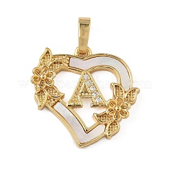 Brass Micro Pave Cubic Zirconia with Shell Pendants&nbsp;KK-Z115-14G