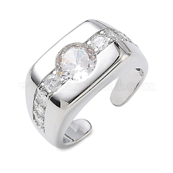 Brass Micro Pave Cubic Zirconia Cuff Open Rings for Women&nbsp;RJEW-L343-06P