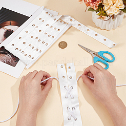 ポリエステルヘリンボーンリボン  アイレットツイルテープ  真鍮パーツ  衣料品用  ホワイト  25mm  穴：4mm&nbsp;DIY-WH0430-825G