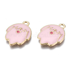 合金ペンダント  エナメル  カドミウムフリー＆鉛フリー  ライトゴールド  犬  ピンク  20x14.5x3mm  穴：2mm&nbsp;ENAM-S119-078B-RS