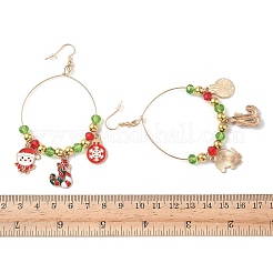Christmas Theme Alloy Enamel Dangle Earrings&nbsp;LS-EJEW-B068-01G-03