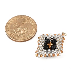 Faceted Round Synthetic Blue Goldstone & Handmade Glass Seed Beaded  Pendants&nbsp;PALLOY-MZ00757-01