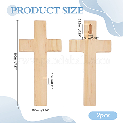 木製の壁掛けクロスペンダント  壁の装飾  モカシン  200x100x18mm  穴：22.5x9.5mm&nbsp;WOOD-WH0124-147