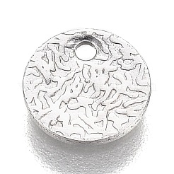 変色しにくい304ステンレススチールチャーム  テクスチャ  レーザー切断  フラットラウンド  ステンレス鋼色  10x0.7mm  穴：1.5mm&nbsp;STAS-I166-21C