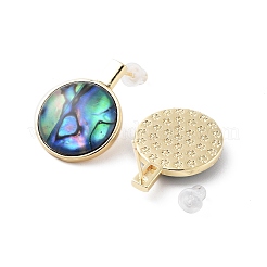 Natural Paua Shell Flat Round Stud Earrings&nbsp;EJEW-P256-12G
