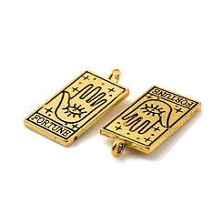 合金のチベット風チャーム  タロット模様の長方形  ヤシ  26x13x2mm  穴：2mm&nbsp;TARO-PW0001-01A-G