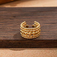 Layered Hollow Circle Adjustable Brass Cuff Rings for Women&nbsp;XW1533