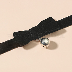 Bowknot Velvet with Alloy Bell Charm Choker Necklaces&nbsp;FS-WGF4DBD-01
