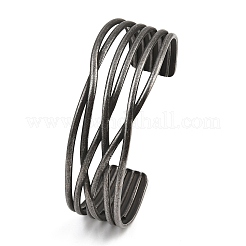 316 Surgical Stainless Steel Hollow Cuff Bangles&nbsp;BJEW-C125-04AS