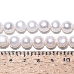 天然養殖淡水パールビーズ連売り  研磨両側  乳白色  8~9.5x8~10x5~7mm  穴：0.6mm  約40~41個/連  14~14.17''（35~36センチメートル）&nbsp;PEAR-N014-08H