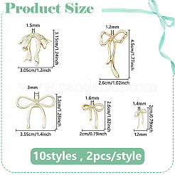 20個、5スタイル、2色の合金ペンダント  ちょう結びのチャーム  ミックスカラー  20~45x12~35.5x2~6mm  穴：1.2~3mm  2個/カラー&nbsp;FIND-DC0007-71
