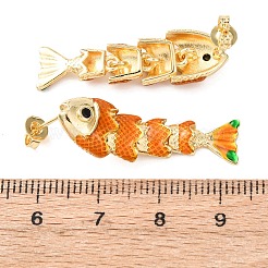 Fish Brass Micro Pave Cubic Zirconia Dangle Stud Earrings&nbsp;EJEW-C174-05G-02