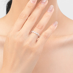 Leaf 925 Sterling Silver Micro Pave Clear Cubic Zirconia Cuff Rings&nbsp;FS-WG7C413-01