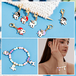 Alloy Enamel Unicorn Pendant Locking Stitch Markers&nbsp;HJEW-AB00053