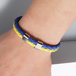 Flag Color Imitation Leather Double Line Cord Bracelet with Alloy Clasp&nbsp;GUQI-PW0001-088